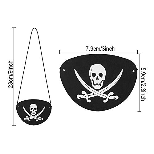 Kulannder 30 Unids Parche de Ojo de Pirata de Fieltro Negro, Pirata Accesorios Parche de Ojo de Capitán de Cráneo Ajustable para Hombres , para Favores de Fiesta de Halloween y Navidad