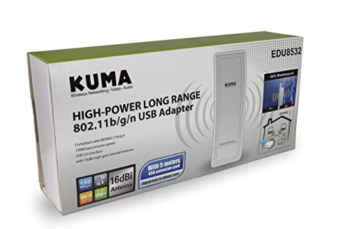 KUMA Antena Wi-Fi de Alta Potencia y Largo Alcance con Conector USB y Amplificador para caravanas, autocaravanas, Camiones, Furgonetas y Barcos