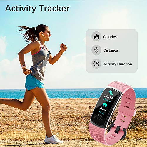 KUNGIX Pulsera Actividad Inteligente, Impermeable IP68 Pulsera Inteligente 0,96 Pulgadas Pantalla Color, Monitor Ritmo Cardíaco y Sueño 14 Modos de Deporte Mujer Hombre Niño Smartwatch Android y iOS