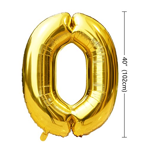 KUNGYO Letras Tipo Balón Doradas Happy Birthday+Número 40 Mylar Foil Globo+24 Piezas Negro Oro Blanco Globo de Látex 40 Años de Antigüedad Fiesta de Cumpleaños Decoraciones