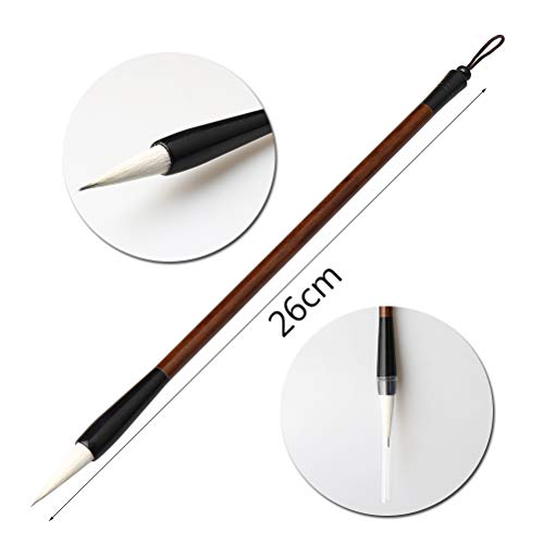 Kuou 60 hojas de papel de arroz japonés chino para caligrafía, pintura de tinta china, papel de dibujo de Sumi, papel de arroz Xuan con cepillo chino para pintura de caligrafía de pelo de lobo