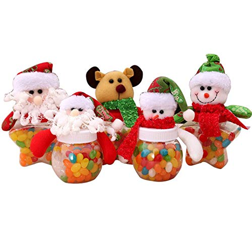 Kurphy Caja Mini Tarro de Dulces Papá Noel Muñeco de Nieve Tarro de Dulces Muñeca de Navidad Decoración navideña (sin azúcar)