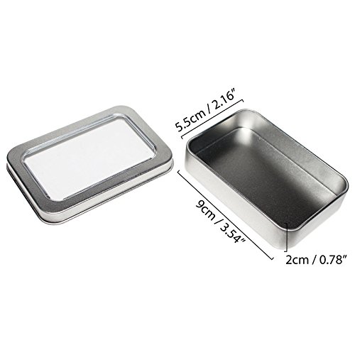 Kurtzy Cajas Metalicas Pequeñas (Pack 10) Latas de Aluminio Tapa Transparente sin Bisagra - 9cm x 5.5cm x 2cm - Latas Vacías para Cosméticos, Especias, Tarjeta SD, Abalorios, Monedas, Joyas, Dulces