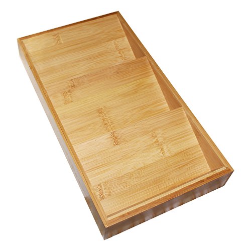 Kurtzy Especiero - 3 Niveles (38x20x5cm) Estante de Especias de Madera de Bambú Inclinado Repisas - Inserciones de Cajones, Hierbas y Especias Organizador para Almacenaje la Cocina