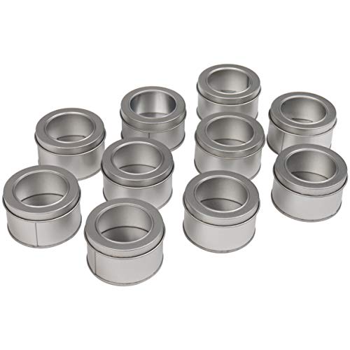 Kurtzy Latas Redondas de Metal Pequeñas (10 Pz) - 4 x 6.5cm Latas de Aluminio con Tapa - Cajas Metalicas para Cosméticos, Bálsamo Labial, Viajes - Set Contenedor Especias con Ventana Transparente