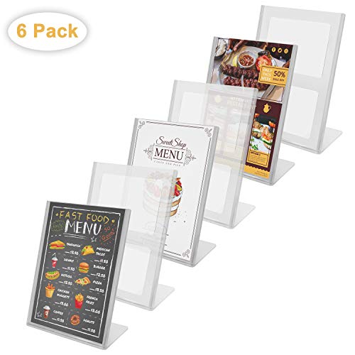 Kurtzy Titular de Menú (6 Pack) - A4 Acrílico Menu Soporte - Transparente Soporte para Cartel Ideal para Anuncio, Restaurantes, Marcos de fotos, Documentos y Menú