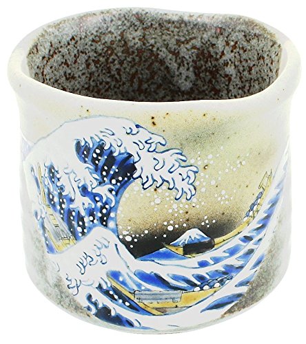 kutani Cerámica Japonesa de la Taza de Té,café Yunomi Gran Tamaño Hokusai Ola de Kanagawa K4-653