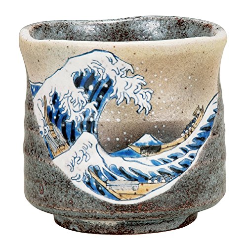 kutani Cerámica Japonesa de la Taza de Té,café Yunomi Gran Tamaño Hokusai Ola de Kanagawa K4-653