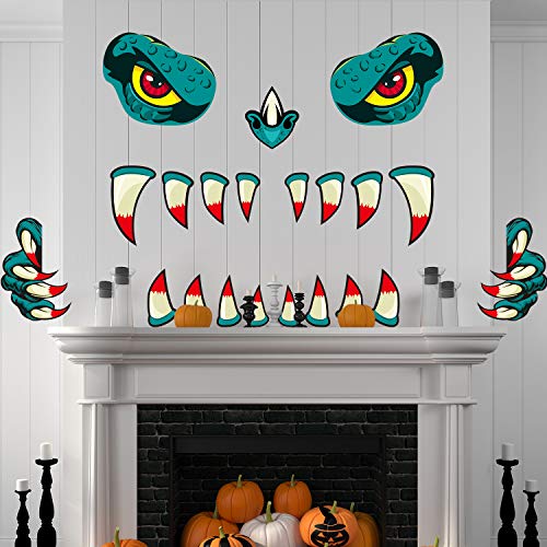 KUUQA Monster Decoraciones de Halloween de la Cara de Ojos Grandes Colmillos Garras, Halloween Decoraciones al Aire Libre Puerta de Garaje del Coche del Partido decoración para Halloween