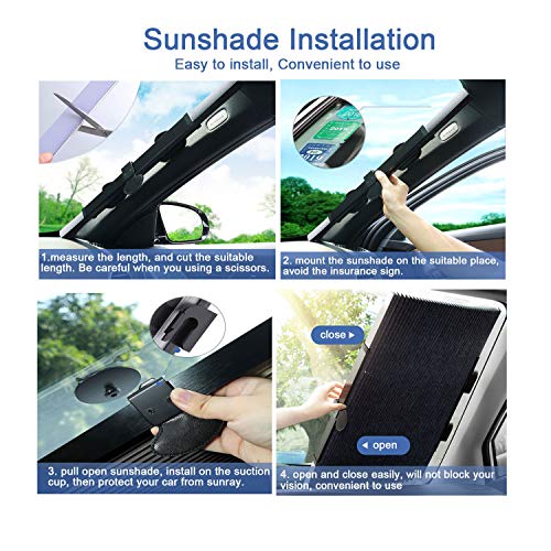 Kwak's Parasol Automática Plegable para el Coche Bloqueador de Rayos Solares Potente Ventosa Protección Solar para Enfriar el Coche Sombrilla Telescópica del Parabrisas del Coche(70 cm)