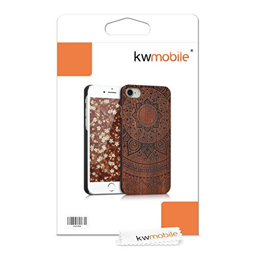 kwmobile Funda Compatible con Apple iPhone 7/8 / SE (2020) - Carcasa de Madera - Case Trasero Duro Sol hindú