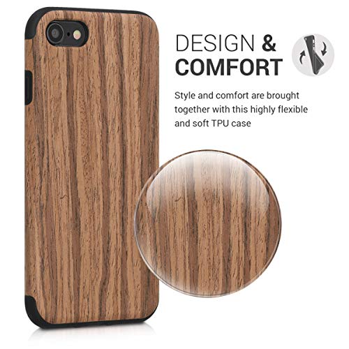 kwmobile Funda Compatible con Apple iPhone 7/8 / SE (2020) - Carcasa Protectora Trasera para teléfono móvil Inteligente de Madera - Natural marrón