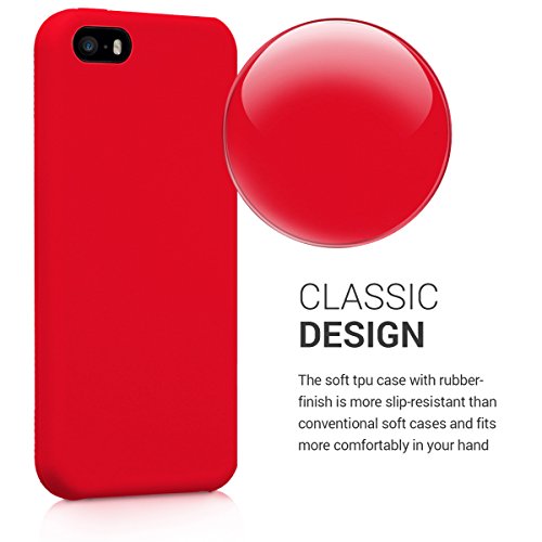 kwmobile Funda Compatible con Apple iPhone SE (1.Gen 2016) / 5 / 5S - Carcasa de TPU para móvil - Cover Trasero en Rojo Mate