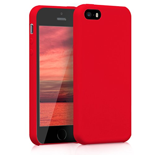 kwmobile Funda Compatible con Apple iPhone SE (1.Gen 2016) / 5 / 5S - Carcasa de TPU para móvil - Cover Trasero en Rojo Mate