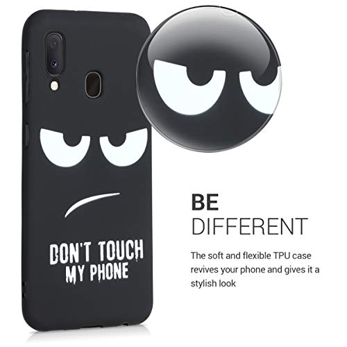 kwmobile Funda Compatible con Samsung Galaxy A20e - Carcasa de TPU Don't Touch my Phone en Blanco/Negro