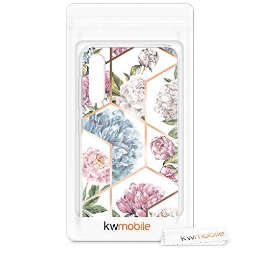 kwmobile Funda Compatible con Samsung Galaxy A50 - Carcasa de TPU y Flores y Formas geométricas en Oro Rosa/Rosa Claro/Azul Claro