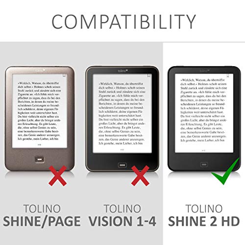 kwmobile Funda de e-Book Compatible con Tolino Shine 2 HD -Case de Cuero sintético Gris Oscuro/Negro