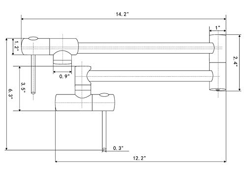 KWODE Grifo de llenado de ollas para fregadero de cocina comercial de acero inoxidable cepillado, doble articulación, estirable, brazo oscilante de 24 pulgadas, 2 asas con un solo agujero