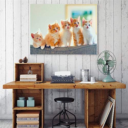 KWzEQ Imprimir en Lienzo Cute Cat Wall Art Imagen Decorativa decoración del hogar Sala de Estar sofá decoración de la pared60x90cmPintura sin Marco