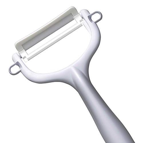 KYOCERA CP-10-NWH, Pelador Horizontal, Cuchilla Afilada de cerámica de Zirconia, Liviana, no corrosiva, Apta para lavavajillas, para diestros y Zurdos, Blanca