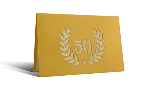 L11 Tarjeta de felicitación 50 años bodas de oro desplecable hecho a mano diseño en 3D con acero