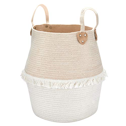 La Jolíe Muse Cesta para Almacenamiento Grande, Cesta de Cuerda de Algodón, Cesta Tejida para la Colada, Organizador de Mantas para Bebés, Niños, Regalo de Decoración del Hogar 40 x 38 CM