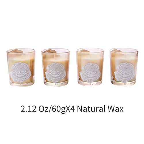 La Jolíe Muse Juego de 4 Velas aromatizadas de Regalos, Cera de Soja Natural, colección de Velas para festejar Las Cuatro Estaciones, Vidrio de ópalo, 20 Horas Cada una  