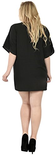 LA LEELA Halloween Encubrir Playa Suave la Camisa Kimono la Vendimia Las señoras la Ropa Informal más tamaño la Blusa Las señoras Vestido baño Boho más Kaftan tamaño Las Mujeres Marrones Negro_K825