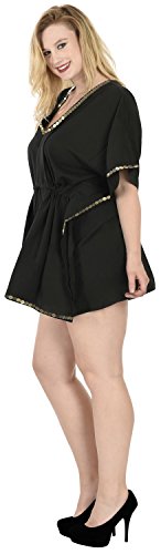 LA LEELA Halloween Encubrir Playa Suave la Camisa Kimono la Vendimia Las señoras la Ropa Informal más tamaño la Blusa Las señoras Vestido baño Boho más Kaftan tamaño Las Mujeres Marrones Negro_K825