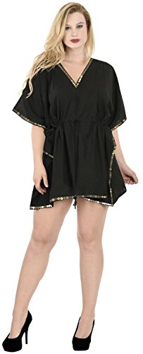 LA LEELA Halloween Encubrir Playa Suave la Camisa Kimono la Vendimia Las señoras la Ropa Informal más tamaño la Blusa Las señoras Vestido baño Boho más Kaftan tamaño Las Mujeres Marrones Negro_K825