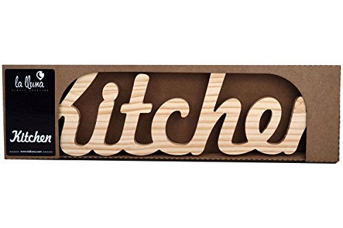 La Lluna Palabra Kitchen de Madera de Pino. Texto de Madera para Decorar tu Cocina y señalizar con tu Toque Original si Las personalizas.