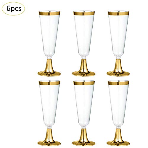 lā vestmon Desechables Copas de champán Copas de Vino, Transparente Desechables Vasos de Copas de champán Copas de Vino para Navidad Celebración, Halloween, Bodas, Festiva, Fiesta, 6 Unidades