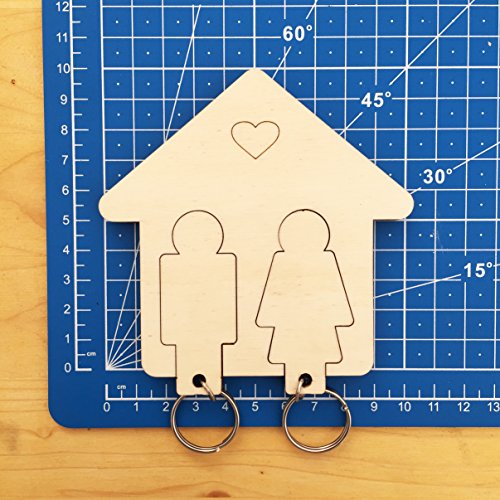 LAC Organizador de Llaves con 2 Llaveros para Pareja | Cuadro de Madera para la Casa y la Oficina | Accesorios Guardallaves para Colgar en el Hogar | Regalo Ideal de San Valentín para Parejas