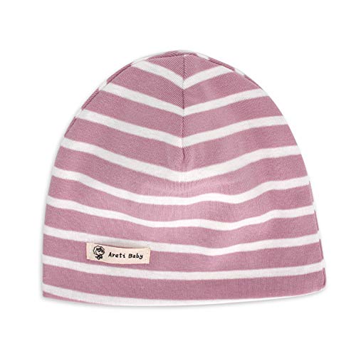 LACOFIA 2 Piezas Gorro Beanie para bebé Sombreros de Punto Calientes para bebés niñas Gorra de algodón 100% súper Suave para Invierno/otoño Rosa 0-6 Meses