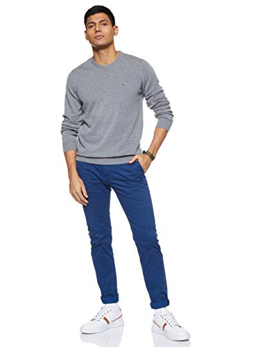 Lacoste Ah3467 suéter, Gris (Galaxite Chiné/Farine-Pie Blanc A83), Medium (Talla del Fabricante: 4) para Hombre