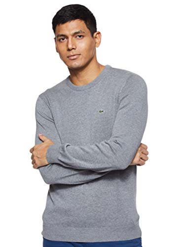 Lacoste Ah3467 suéter, Gris (Galaxite Chiné/Farine-Pie Blanc A83), Medium (Talla del Fabricante: 4) para Hombre