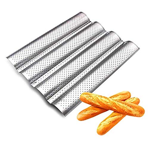 Lady of Luck Bandeja para Baguettes, Bandeja Hornear Molde con Revestimiento Antiadherente Reutilizable para 4 Baguettes