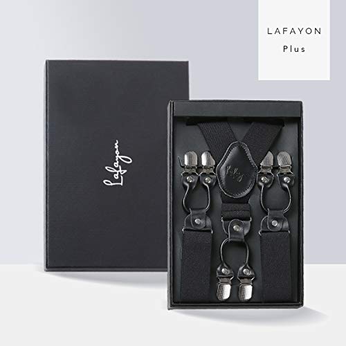 Lafayon Tirantes para hombre Plus Tirantes con espalda en Y para hombres Color de 35 mm con 6 clips fuertes Paquete de regalo de tirantes resistentes