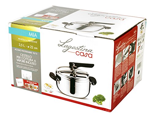 Lagostina Mia Cucina Naturale - Olla a presión, mango color negro, 3.5 L