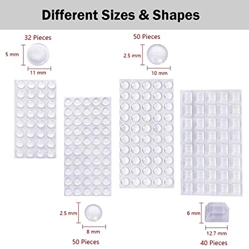 Lagrimas Silicona, 172 Piezas Pies de Goma Transparentes, Gotas Silicona Adhesivas, Almohadilla Autoadhesiva, Amortiguación de Ruido, protector antigolpes, búfer muebles(4 tamaños)