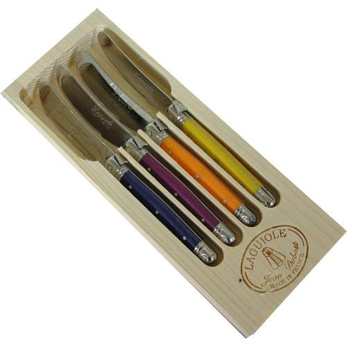 Laguiole Jean Dubost 97455 - Estuche con 4 Cuchillos para Untar (Mango de plástico ABS), Multicolor