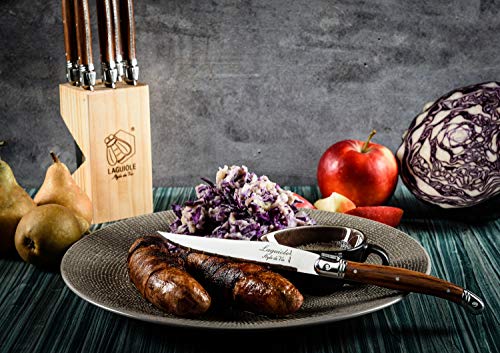Laguiole Style de Vie Premium Line - Cuchillo para carne (1,8 mm de grosor, 6 piezas), color madera