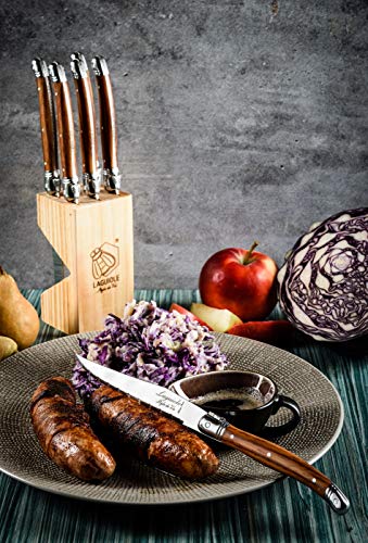 Laguiole Style de Vie Premium Line - Cuchillo para carne (1,8 mm de grosor, 6 piezas), color madera