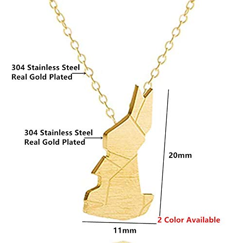 laiqian Lindo Collar Colgante de Conejo de Origami para Mujer joyería para niños Moda Acero Inoxidable Plata Ketting Papel Conejito Oro Gargantilla Collar