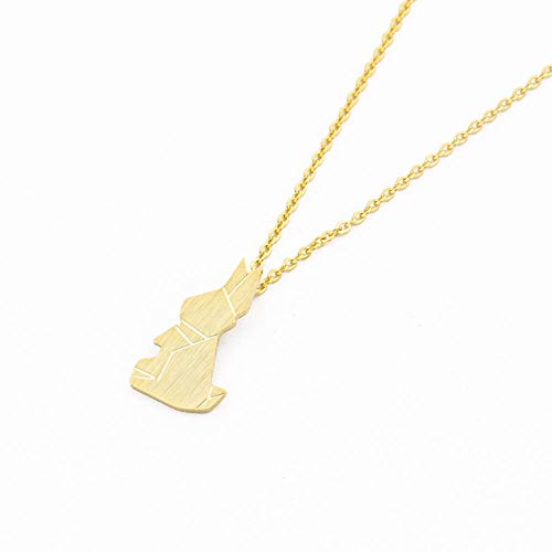 laiqian Lindo Collar Colgante de Conejo de Origami para Mujer joyería para niños Moda Acero Inoxidable Plata Ketting Papel Conejito Oro Gargantilla Collar