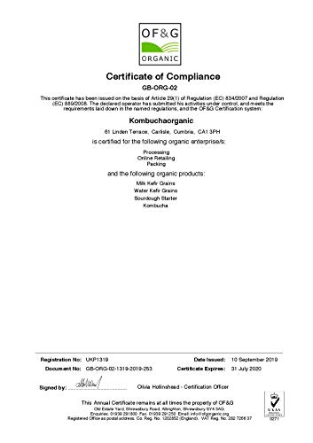 Lake Distrit-Kombuchaorganic® - Arranque de masa madre orgánica certificado San Francisco – UKAS Lab probado.