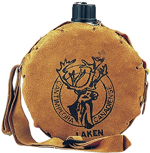 Laken Canadiense Cantimplora de Aluminio 1L con Funda Beige de Piel + Taza Acero Inoxidable 0,3 L