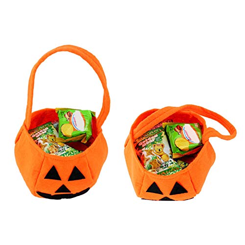 LALLing 4 Piezas de Calabaza en Forma de Truco o Bolsa de Halloween Bolsa de Dulces para niños Caja de Dulces de Tela no Tejida para Suministros de Halloween Disfraces de Fiesta