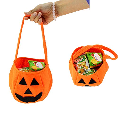 LALLing 4 Piezas de Calabaza en Forma de Truco o Bolsa de Halloween Bolsa de Dulces para niños Caja de Dulces de Tela no Tejida para Suministros de Halloween Disfraces de Fiesta