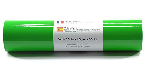 Lámina de plotter autoadhesiva lámina de vinilo 21 cm x 3 m brillo 39 colores a elegir, Glänzend L-Serie:Verde Hierba